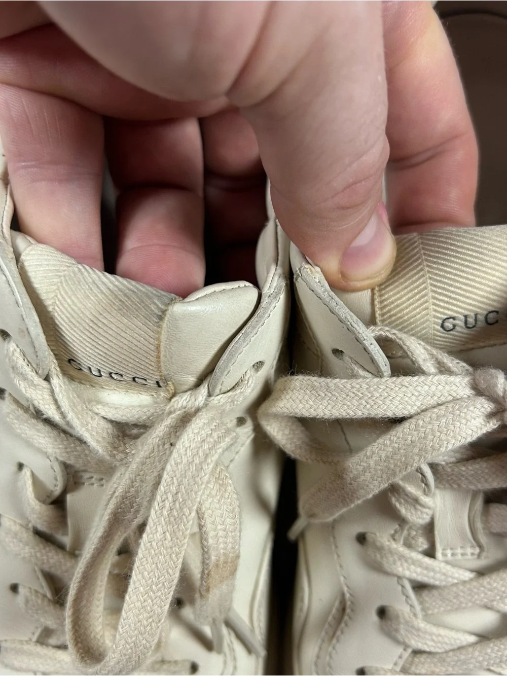 Gucci Rhyton Web Vintage Logo Beige Ivory Mens Leather Sneakers - 10US 40EU